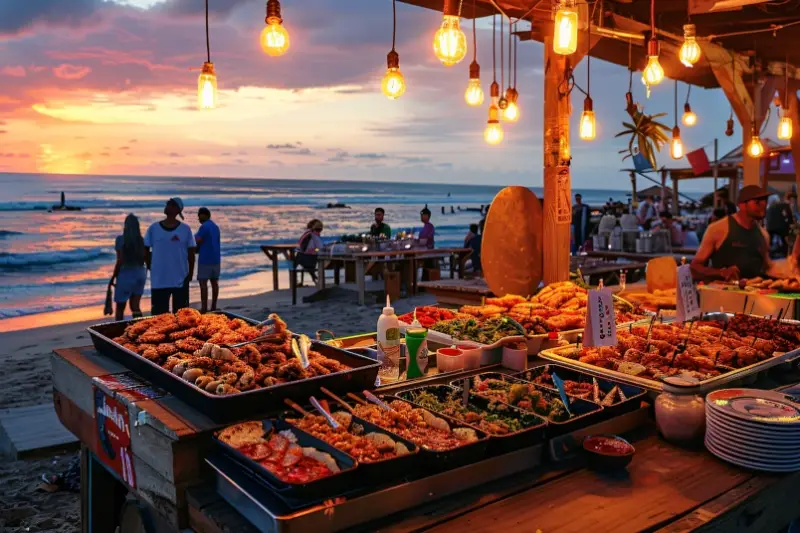 Seafood cafés on the sand